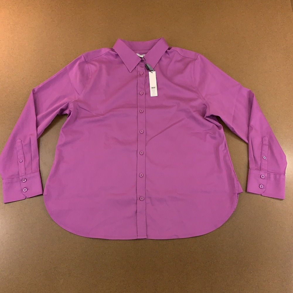 Chico's Womens US Size 14 Gooseberry Pink No Iron Stretch Button Up Shirt NWT